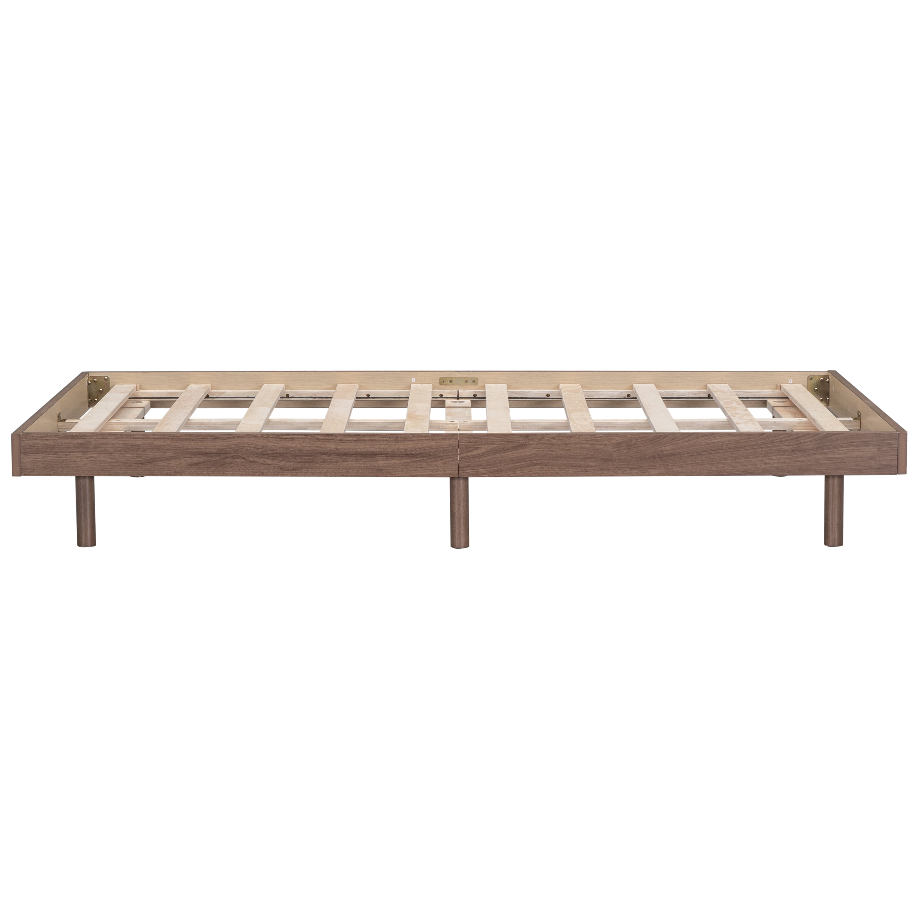 Miniyam Wood Twin Size Floating Bed for Kids and Teens, Walnut