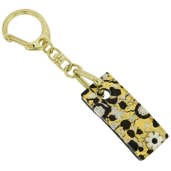 GlassOfVenice Murano Glass Colors Stick Keychain - Black Gold
