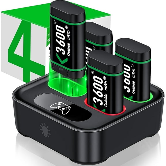 Charger for Xbox One Controller Battery Pack with 4 x 1200mAh Rechargeable Xbox One Battery Charger Station for Xbox Series X|S, Xbox One S/One X/One Elite Controllers-Accessories Kit for Xbox One