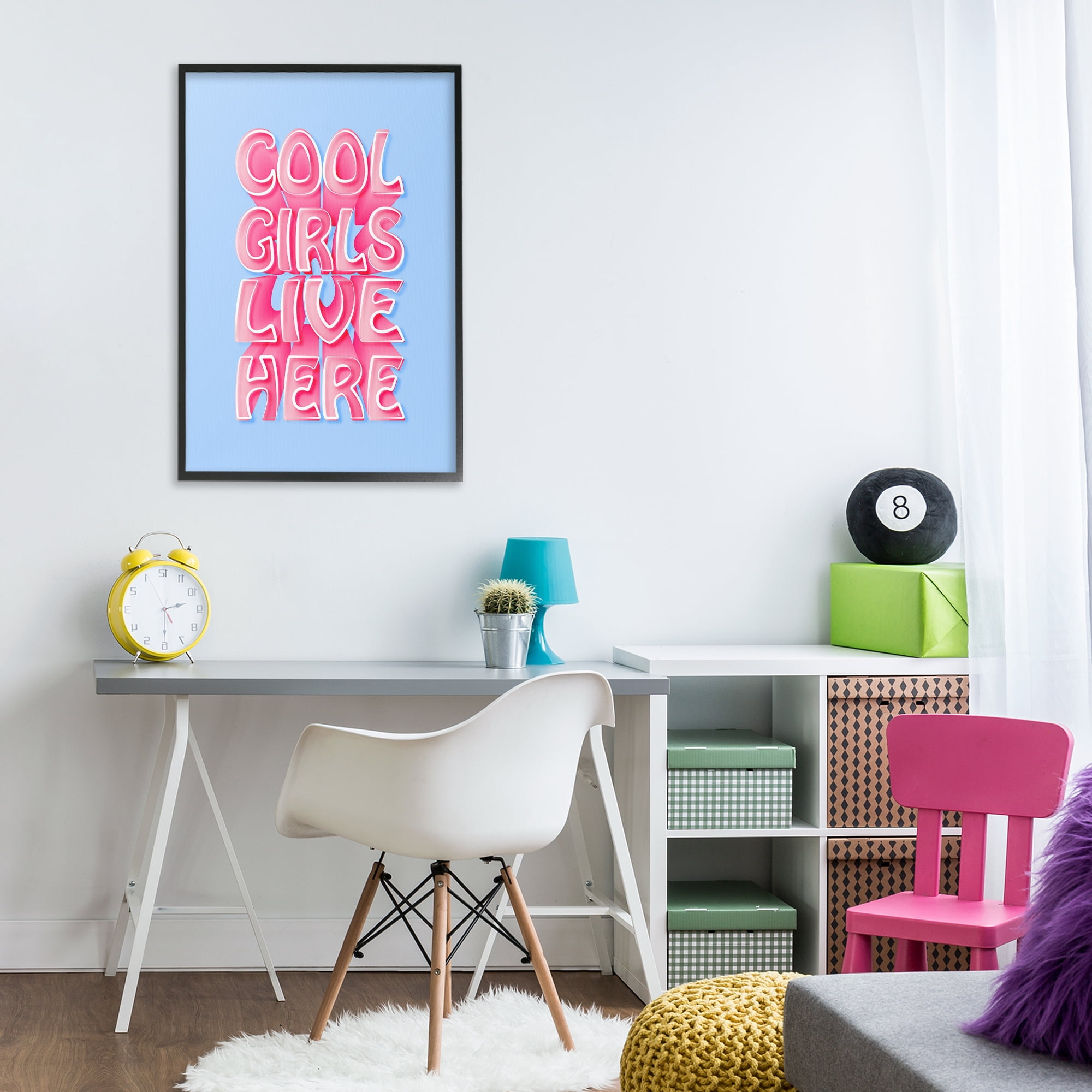 Stupell Industries Cool Girls Live Here Typography Painting Black Framed Art Print Wall Art, 20 x 30