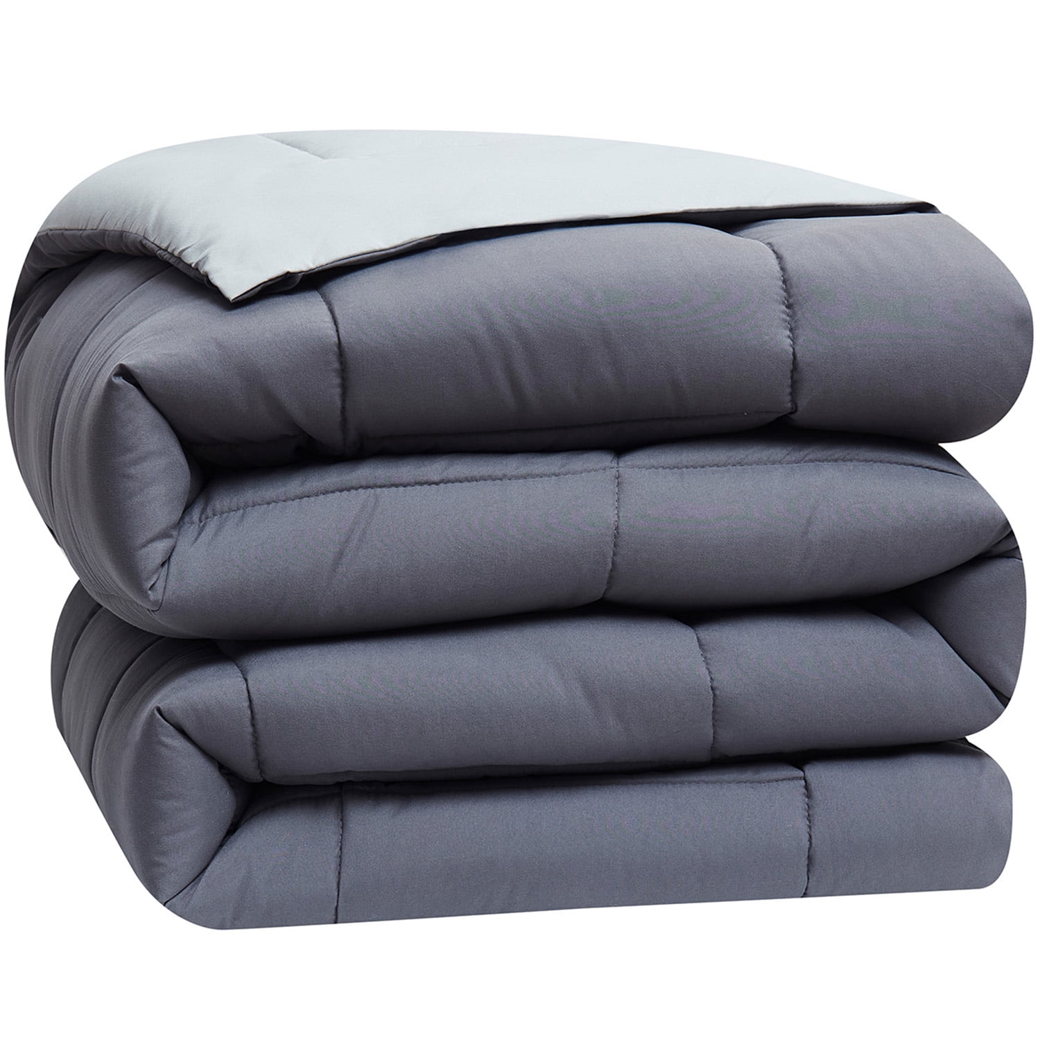 LammaLoe 3-Piece Full Size Comforter Sets, Reversible Bed in a Bag, Gray/Light gray, Quilted Bedding Comforter Set