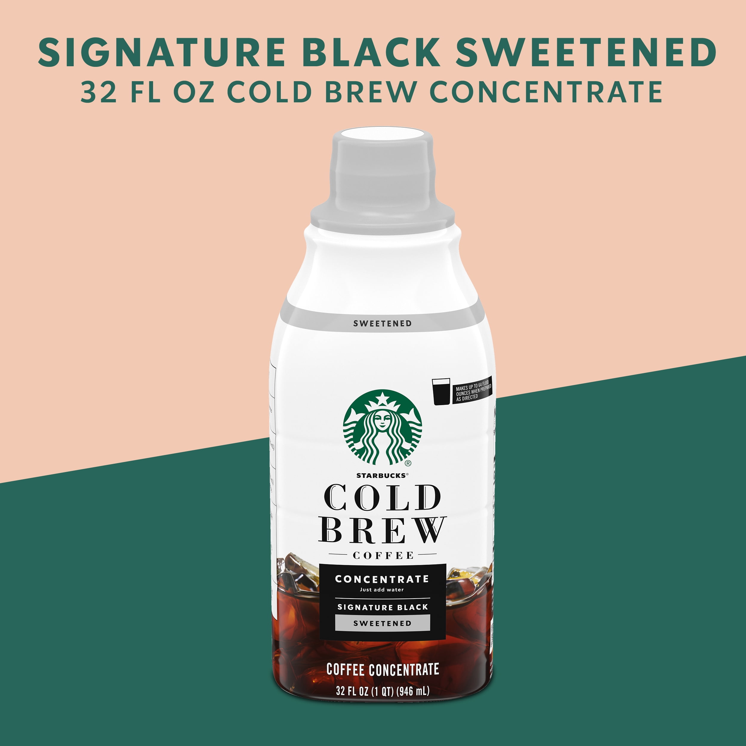(2 pack) Starbucks Sweetened Signature Black, Cold Brew Coffee Concentrate, Iced Coffee, 32fl oz