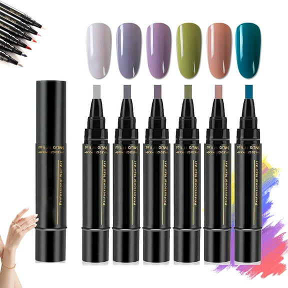 Giani Nail Pen, Giani Professional Nail Pen Set, 3 In 1 Quick Dry Nail Polish Pens, 8ml Gel Pens For Diy Nail Art, 6 Colors Per Set, Easy Nail Polish Pen For Women