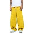 thumbnail image 2 of Mens Baggy Sweatpants Wide Leg Premium Lightweight Drawstring Pants Breathable Cotton Lounge Joggers with Pockets Yellow 3XL, 2 of 6