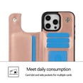 thumbnail image 6 of Designed for iPhone 16 Pro Wallet Phone Case,With Card Slots,PU Leather Back Folio Flip Kickstand,Double Magnetic Clasp and Durable Shockproof Rugged Anti-fall Phone Case,Rosegold, 6 of 11