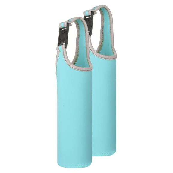 2pcs Neoprene Carrier Water Bottle Sleeve, 15.5-20oz Insulated Water Glass Bottle Carrier Bag Collapsible Drink Bottle Sleeve Cover Holder with Handle, Light Blue