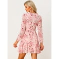 thumbnail image 4 of Mini vestido de chifón de manga larga semitransparente con cuello en V y cuello en V para mujer de verano 2023 Rosa M, 4 of 6