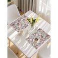 thumbnail image 5 of Pink Green Spring Floral Placemats Set of 4, Vintage Botanical Summer Placemats for Dining Table, Place Mats for Kitchen Tabletop, Waterproof Wipeable Dining Table Mats Set, 5 of 9