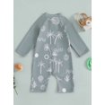 thumbnail image 4 of Argulvti Toddler Boy Girl Rash Guard Swimsuit Animal/Floral/Tree Print Long Sleeve Mock Neck Zip Bathing Suit, 4 of 7