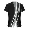 thumbnail image 4 of Fengqque 2025 Women's New Round Neck Pleated Tunic Top Curved Hem Printed Blouse, 4 of 5