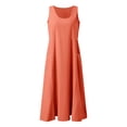 thumbnail image 4 of Ruyang Summer Dresses for Teen Girls Cotton Linen Crewneck Sleeveless Tank Dresses Beach Vacation A-line Swing Dresses, 4 of 5
