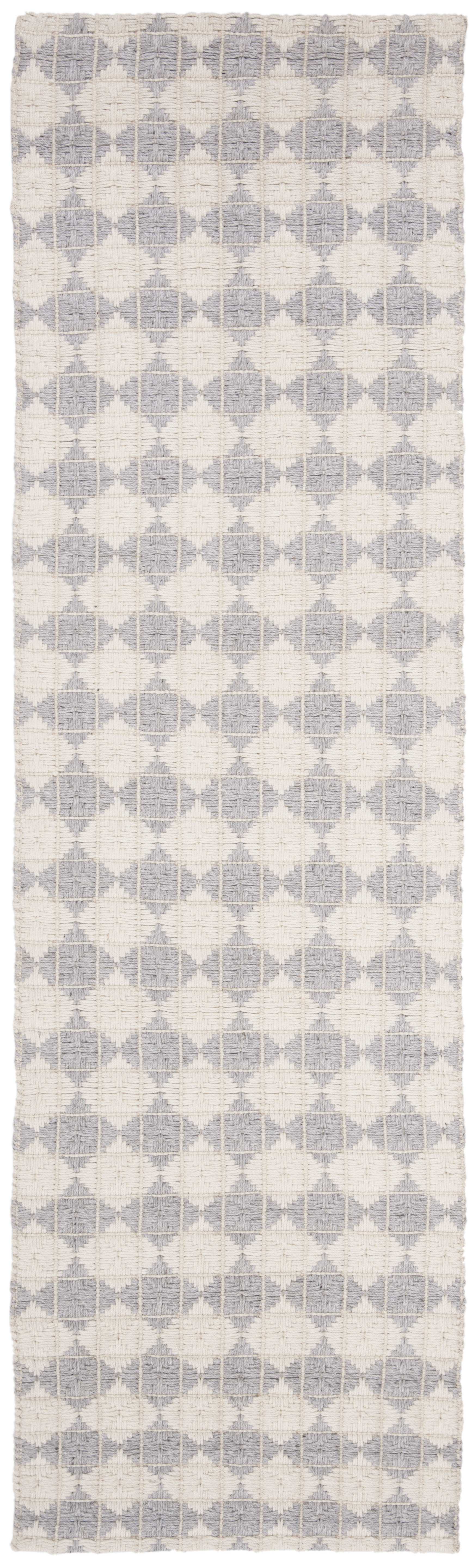 SAFAVIEH Natura Quincy Braided Geometric Runner Rug, Silver/Ivory, 2'3" x 8'