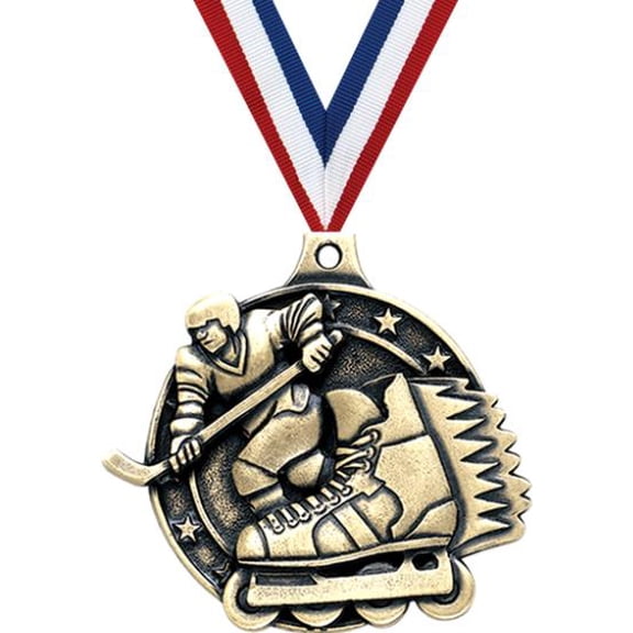 Incline Hockey Medals, 2" Gold Diecast Incline Hockey Medal Award 50 Pack