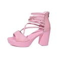 thumbnail image 6 of Viluyesy Womens Dress Pumps, Chunky Heels Open Toe Back Zipper Elegant Party Wedding Shoes Pink US8.5, 6 of 9