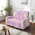 thumbnail image 7 of TSOVTHRID Diamond Grid Purple Print Recliner Loveseat Cover 6-Piece Stretch Loveseat Sofa Cover 2 Seat Couch Cover Washable Furniture Protector for Home Decoration, 7 of 7