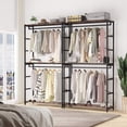 thumbnail image 4 of Tribesigns Free-standing Closet Organizer with 3 Storage Shelves and 2 Hanging Rod, Large Standing Clothes Garment Rack, 4 of 7