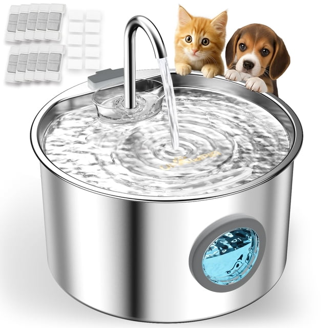 Fuente de agua para gatos UPAWPIA de acero inoxidable 3,2 L para mascotas