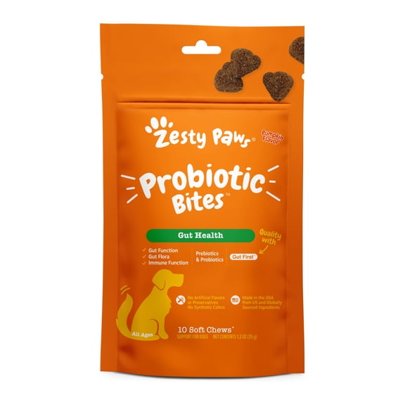 Zesty Paws Probiotic Bites Pumpkin Flavor Dog Supplement, 10 Count