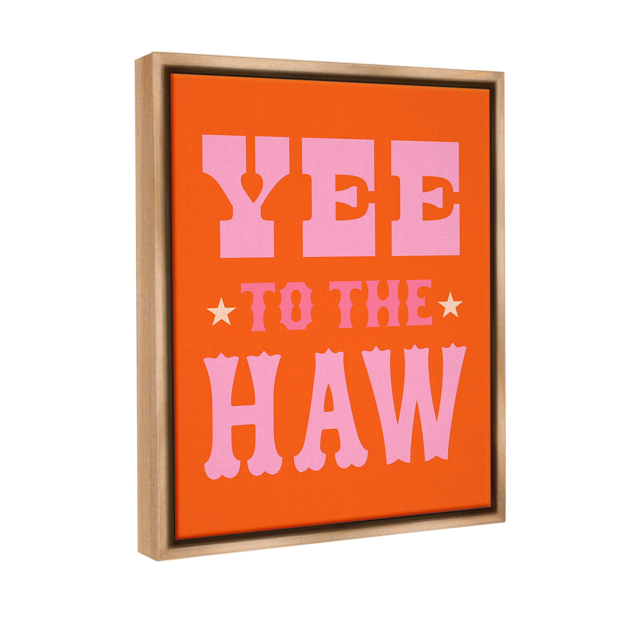 Stupell Industries Yee To The Haw Phrase Typography Painting Brown Floater Framed Canvas Art Print Wall Art, 17 x 21