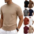 thumbnail image 2 of Men's Business Casual Mock Neck T-Shirts Short Sleeve Solid Color Pullover Wrinkle Free Tops for Office Work, 2 of 6