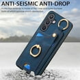 thumbnail image 5 of Wallet Case for Samsung Galaxy S25+, Support Car Mount, Luxury PU Leather Shockproof Anti-Fall 360° Finger Ring Stand Rotatable Kickstand Case with Magnetic Snap & Card Slots, Blue, 5 of 8