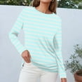 thumbnail image 6 of Women's Long Sleeve Striped T-Shirt, Casual Red and White Crew Neck Top, Soft Cotton Blend, 6 of 8