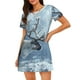 thumbnail image 1 of Easygdp Winter Reindeer In Snowy Mountains Camisón de manga corta para mujer, informal, estampado, 1 of 6