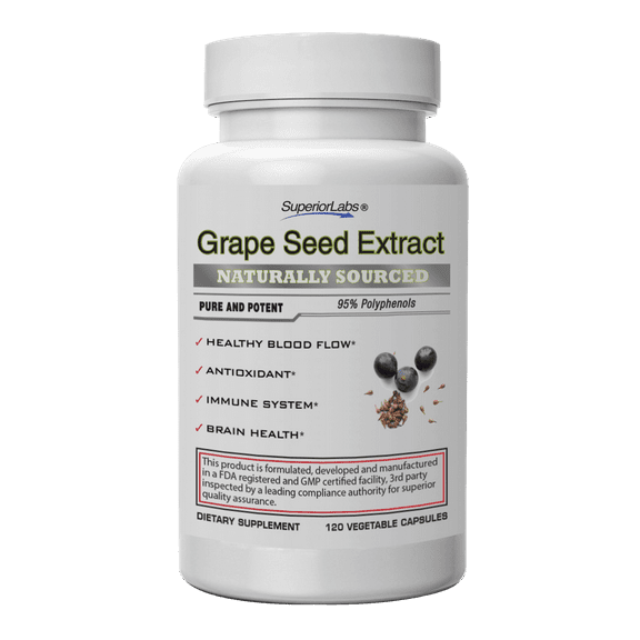 Grape Seed Extract - 95% Polyphenols - 400mg, 120 Vegetable Capsules - Cardiovascular Health - High Antioxidant Content - Healthy Blood Flow - Immune System Support - Brain Health