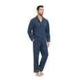thumbnail image 4 of EA'S SECRET Mens Pajamas Set 100% Cotton Sleepwear Button Down Pajamas for Men Long Sleeve Lounge Pjs with Pockets & Fly(Heather Navy,S), 4 of 9