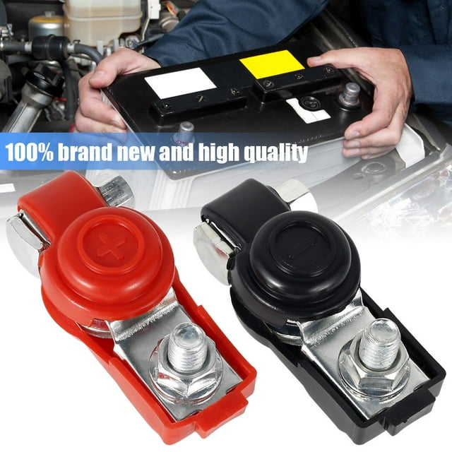 2Pcs Car Battery Cable Terminal Clamps Negative and Positive Battery Cable Terminals Top Galvanized Iron Battery Terminal Connector with Plastic Cover for Car Boat Truck
