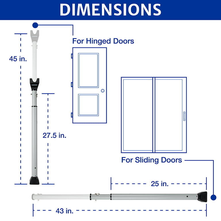 Door Brace Security Bar Anti Kick Door Security Fit for External Swing  Doors Alu