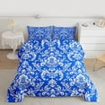 thumbnail image 2 of Manfei Boho Damask Adult Full Size Comforter Sets, Retro Western Flower Print Bedding Comforter Set, Mandala Bohemian Style Reversible Bedding Sets, Luxury Bedroom Decor, 3 Pieces, 2 of 8