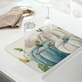 thumbnail image 5 of White Blue Pumpkin Floral Dish Drying Mats for Kitchen Counter, Thanksgiving Microfiber Absorbent Dish Drainer/Rack Mat,Reversible Hangding Quick Drying kitchen Drying Mat, 18x24inch Machine Washable, 5 of 6