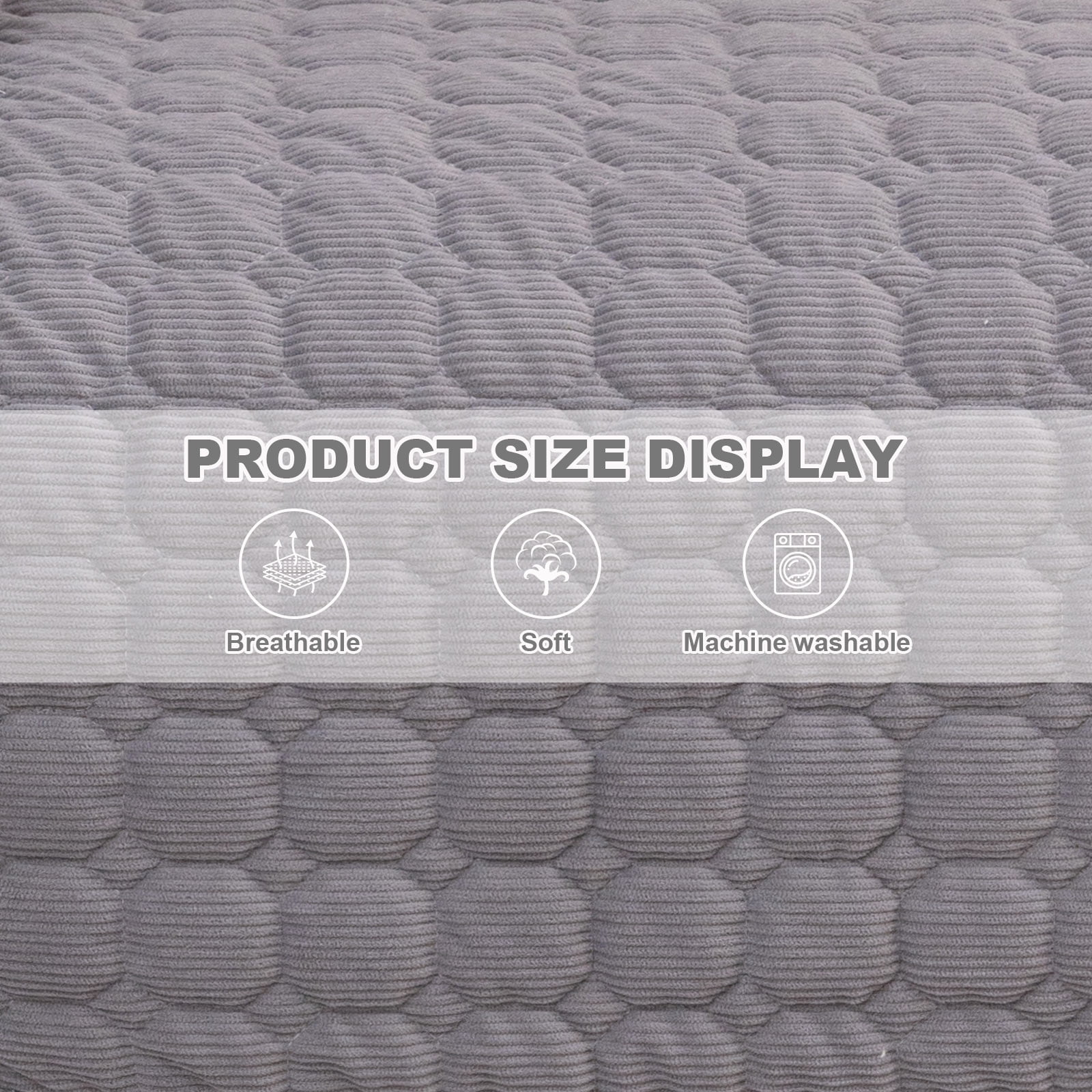 Eurhowing Dog Couch Cover 36"x36", Corduroy Dog Bed Mat for Couch with 3 Side Dog Pillow, Washable Sofa Cover Pet Furniture Protector for Dogs&Cats, Light Gray