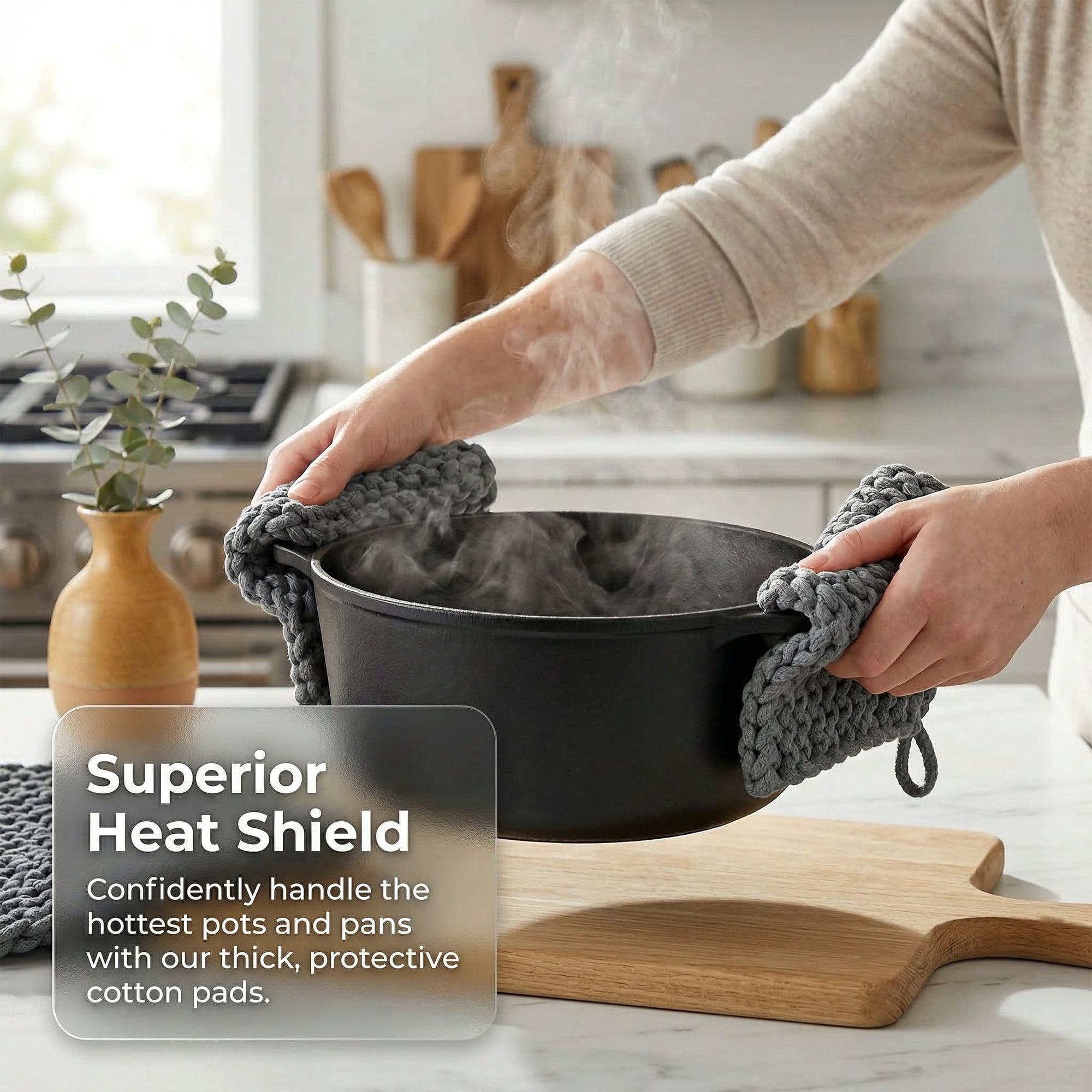 Unique Bargains Heat Resistant Pot Holders and Non-Slip Hot Pads Dark Gray 1Pcs