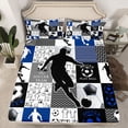 thumbnail image 2 of jejeloiu Football Game Gaming Queen Sheet Sets,Blue White Gray Buffalo Bed Set For Men Women 4-Piece, 2 of 7