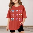 thumbnail image 2 of JAJAHO Girls Oversized Summer Top Bow Print Short Sleeve Crewneck Tee For Kids 1-10 Years Breathable T Shirts Cozy Tops, 2 of 4
