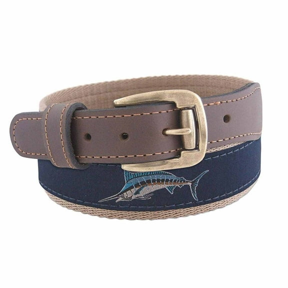 ZEP PRO Mens Action Marlin Roller Buckle Ribbon Belt (30, Navy)