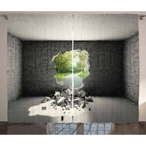 Ambesonne Grey Curtains 2 Panel Set, Concrete Room Hole Exit, 108" x 90", Grey Green