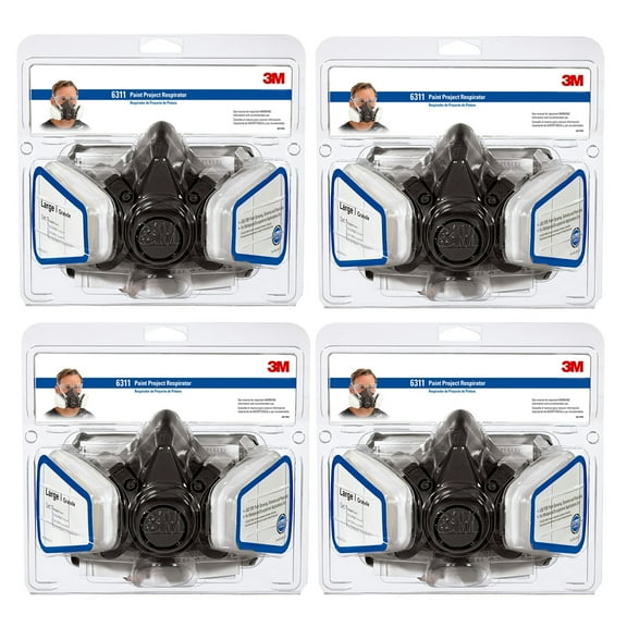 4‐Pack of Large 3M 6311PA1‐A Tekk Protection Paint Project Respirator