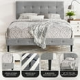 thumbnail image 3 of DeCoro Cambridge Upholstered Wooden Platform  Bed Frame, Full, Gray, 3 of 11