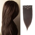 thumbnail image 1 of LELINTA 13-19inch Straight Full Head Grade 7a 100% Remy Human Hair Extensions Standard Weft Clip in  4pcs 10clips 60g Thick Long Soft Silky Straight for Girl Lady Women Light Brown, 1 of 8