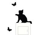 thumbnail image 3 of 1pc Cute Black Cat Catching Butterflies Wall Sticker Black Cat Butterflies Switch Sticker - Matte - Adhesive, 3 of 5