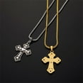 thumbnail image 4 of 14K Yellow Gold Cross Jewelry European And American Retro Personalized Design Peach Heart Pendants Necklaces, 4 of 7