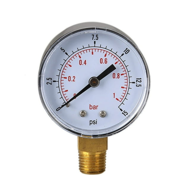 Manomètre Basse Pression pour Carburant Air Hydraulique 50mm 0/15 PSI 0/1 Bar 1/4 BSPT, Performance Durable