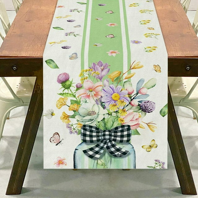 Harpily Decorative Table Banner Summer Table Cloth Summer Flower Dwarf Restaurant Table Decoration Table Flag