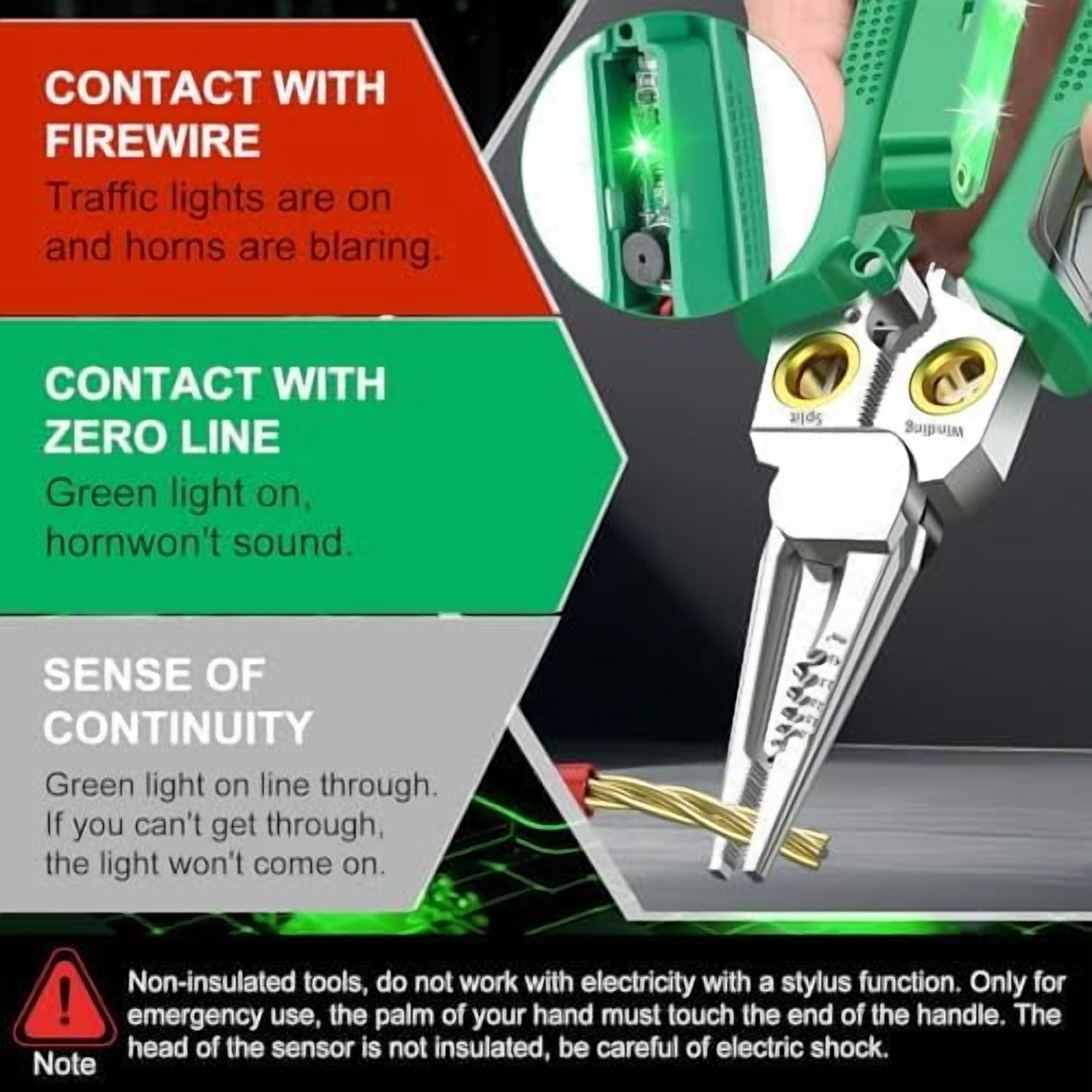 8 in 1 Wire Stripping Pliers with Voltage Tester, Multi-function Wire Stripper Electrician's Pliers, Electric Wire Stripping Tool, Electrician Repair Tool (Green)$$Tools & Hardware Other