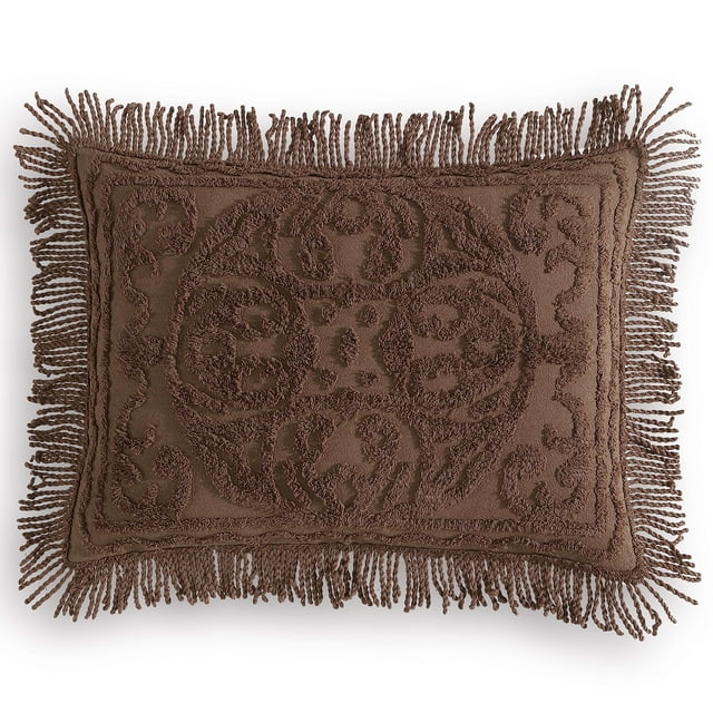 Beatrice Home Fashions Medallón Chenille Colcha Estándar Sham Chocolate