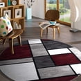 thumbnail image 3 of World Rug Gallery Contemporary Modern Boxed Color Block Red 6'6" Round Rug, 3 of 7