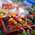 thumbnail image 4 of Barbecue Grilling Basket Metal Handle BBQ Grill Net Folding Portable Cooking Grid Rack with Spice Brush, 4 of 9